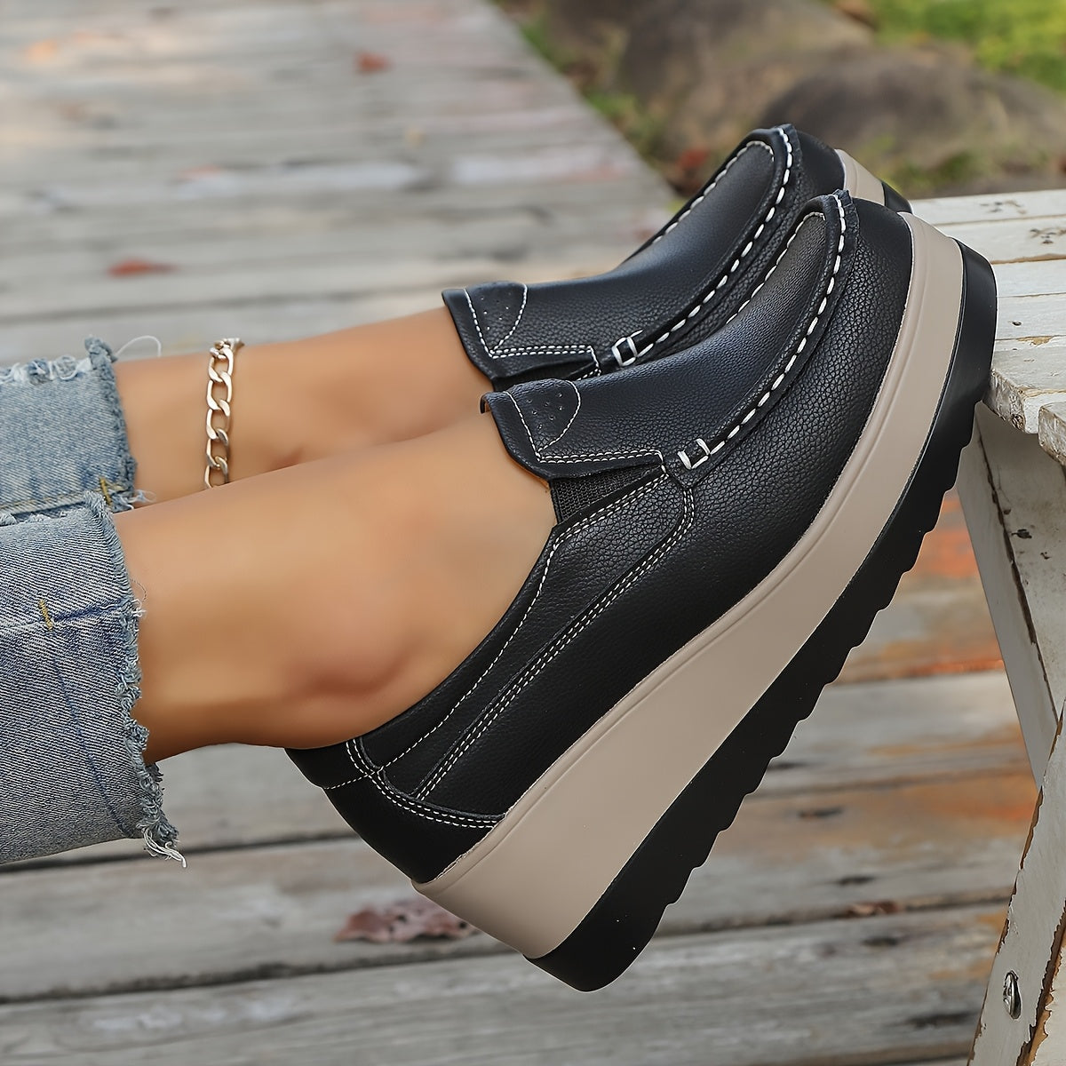 Women's Casual Lightweight Shoes with Thick Sole and High Heel