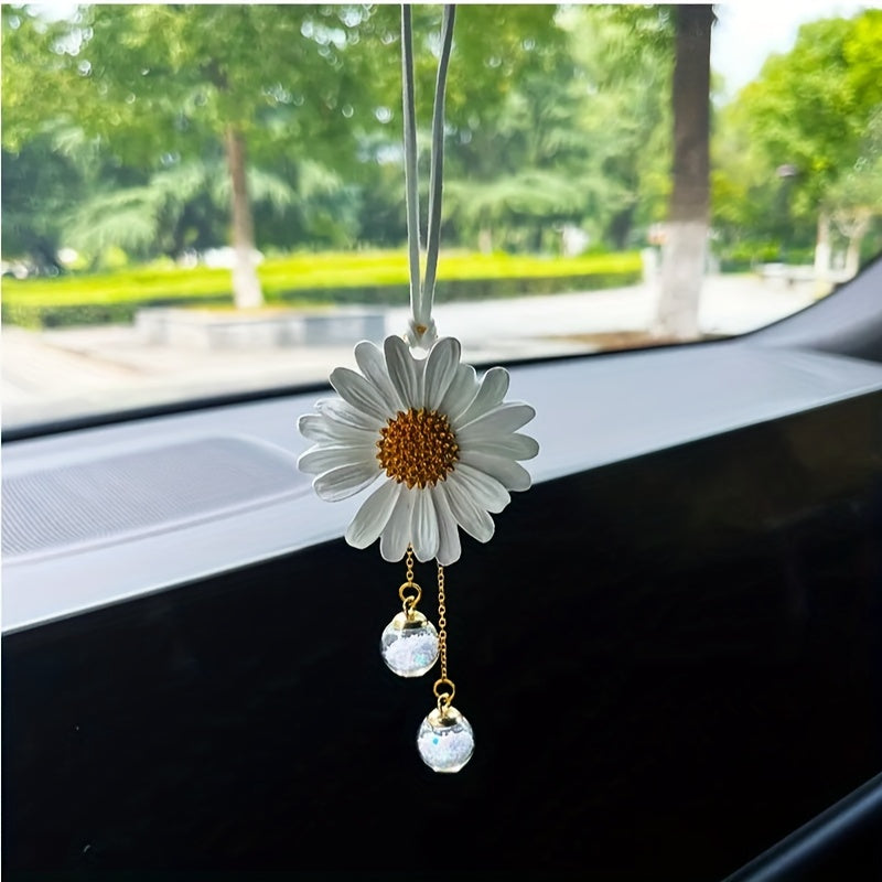 Daisy Car Air Freshener Pendant Yellow Plaster Scented Rearview Mirror Charm