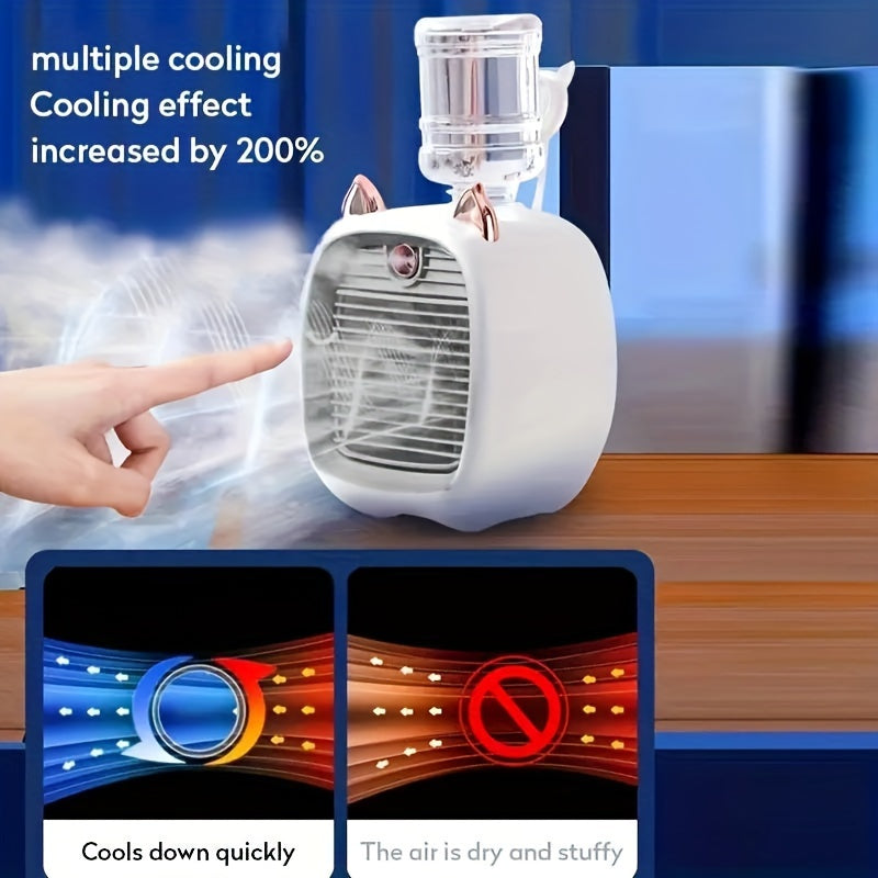 Mini USB Air Conditioner Fan with Water Cooling Humidifier and 3 Gears