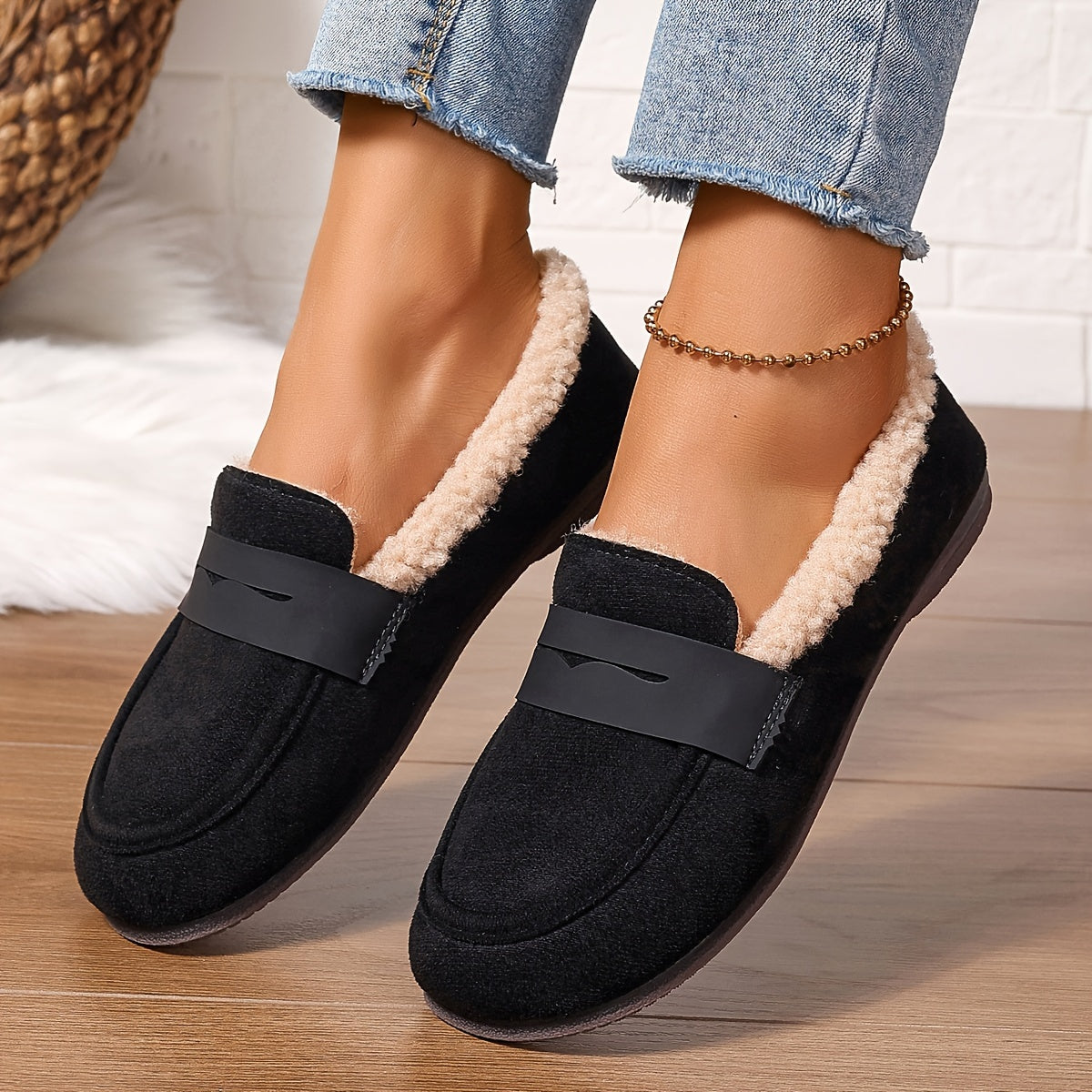 Women's Fleece-Lined Ankle Boots Winter Short Booties