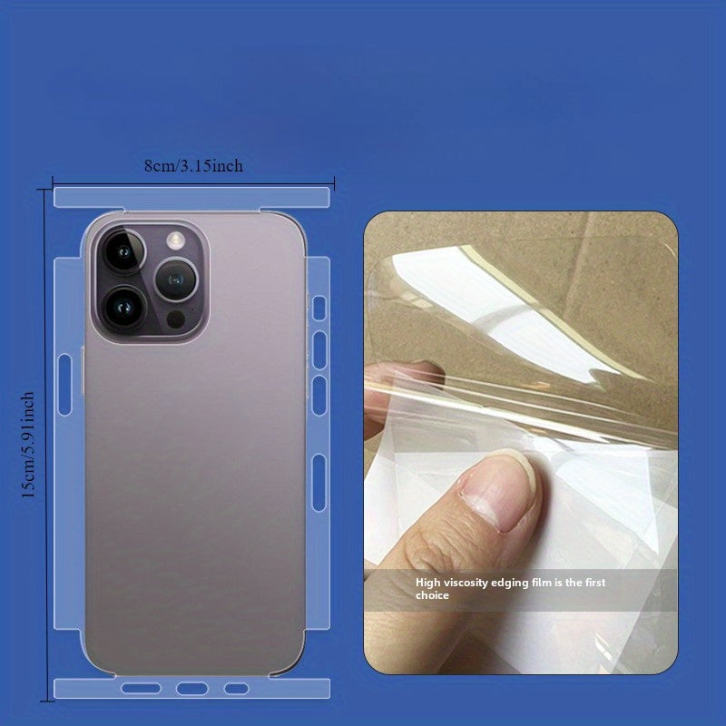 Barcha Apple telefon modellari uchun yuqori aniqlikdagi, chizishdan himoyalovchi telefon himoya filmi to'plami. iPhone 16 Pro Max uchun qirralari o'ralgan suv bilan sovutiladigan orqa film va iPhone uchun to'liq TPU yumshoq filmni o'z ichiga oladi.