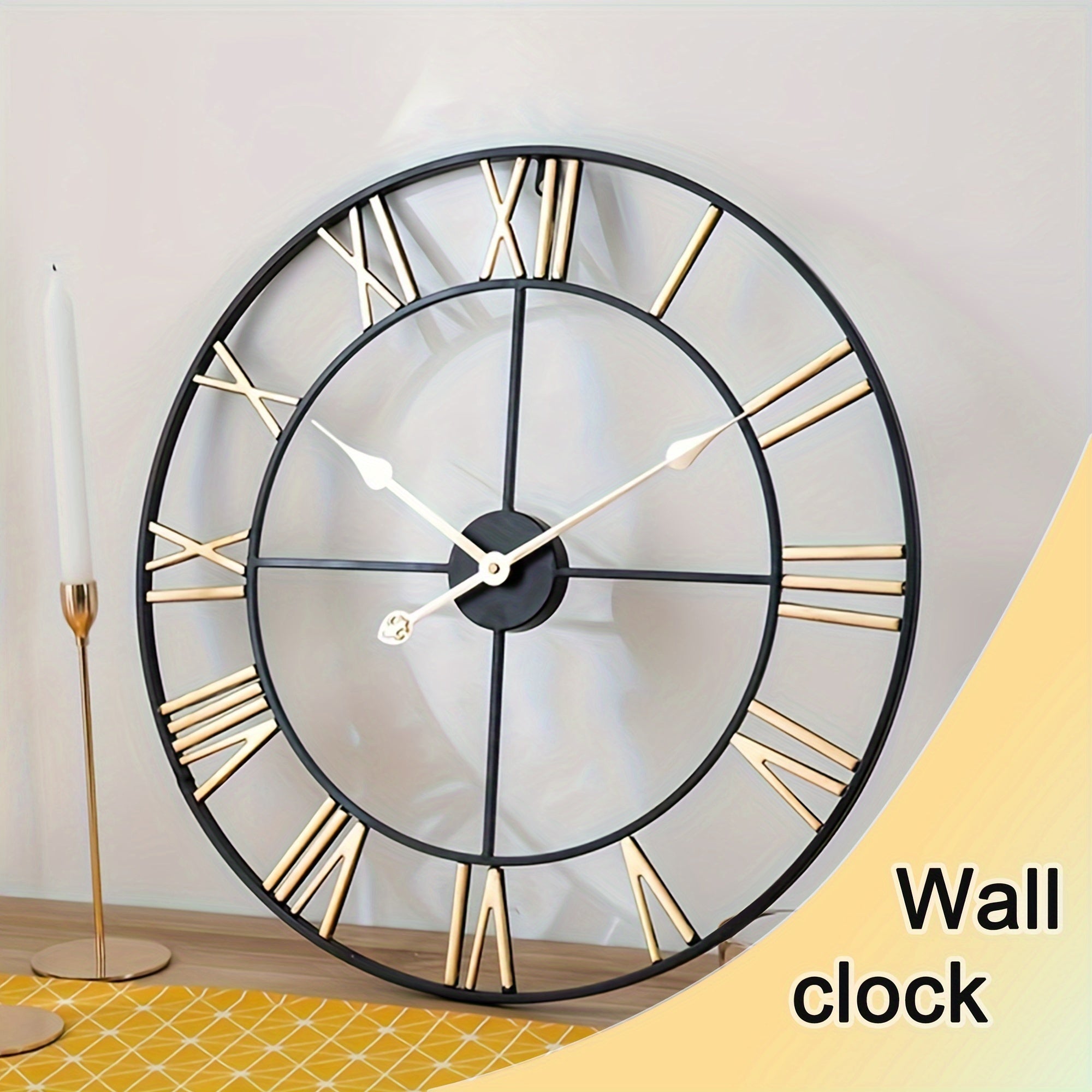 Retro Roman Metal Wall Clock Aged Look 50.8cm Quiet Operation Indoor Outdoor