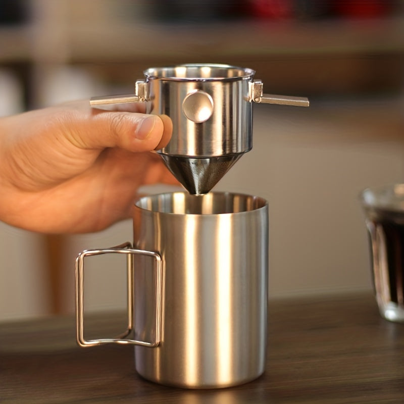 Portable Stainless Steel Hanging Coffee Filter for Paperless Brewing