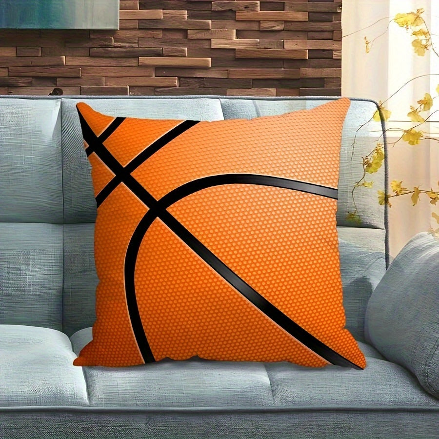 Basketball Throw Pillow Cover Polyester Sports Theme Sofa Bed Decor for Teens