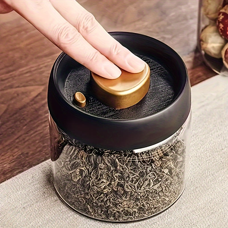 Glass Storage Jar With Pressure Pump For Coffee Beans Tea Nuts Grains