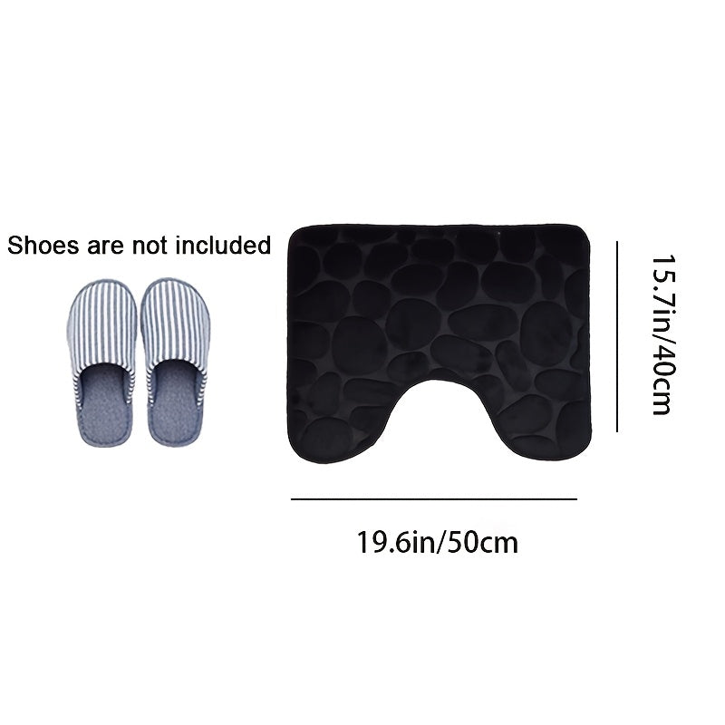 Set of 3 Plush Water-Absorbent Bath Mats with Non-Slip Rugs and Floral Design