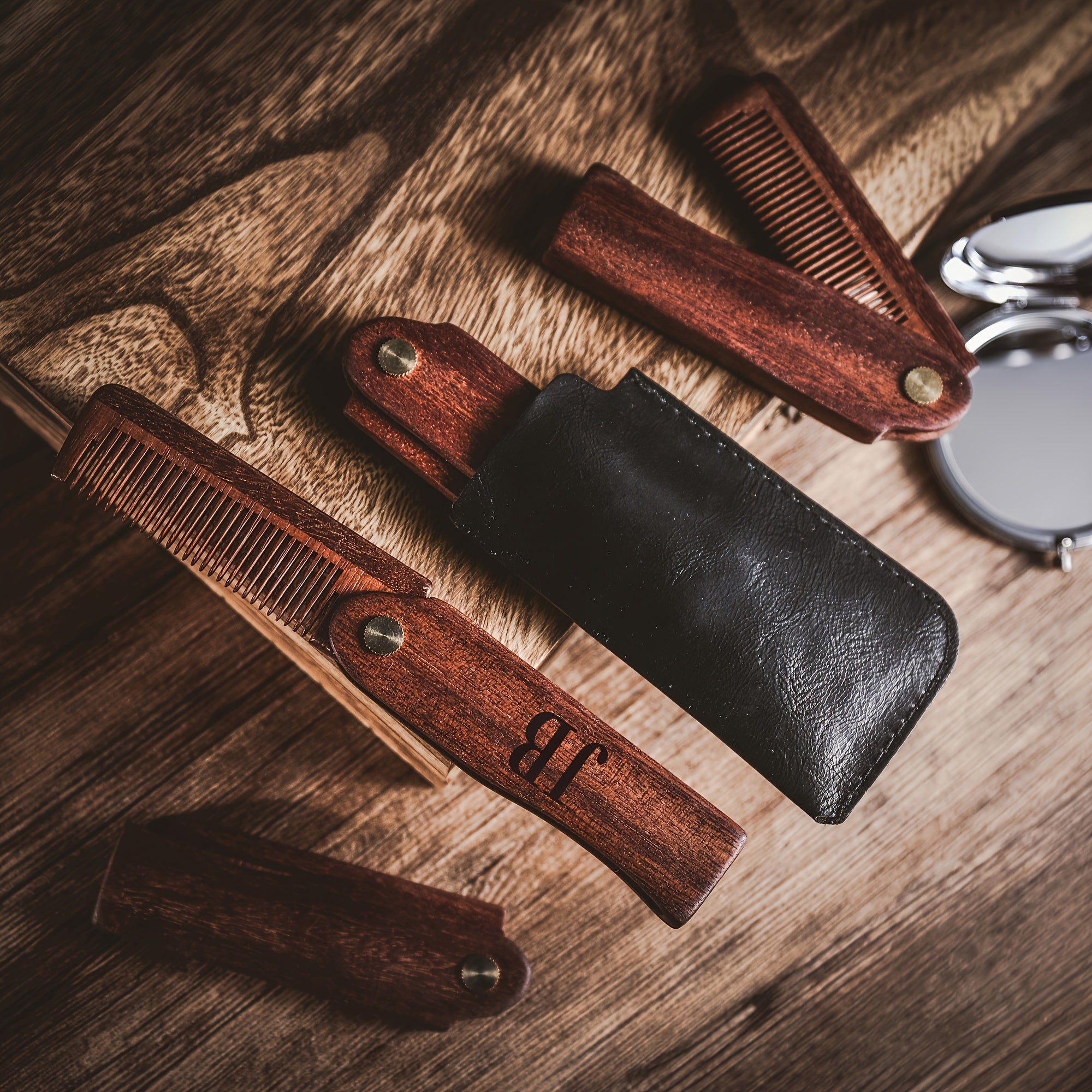 Personalized Wooden Beard Comb with Custom Engraving for Men Grooming