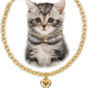 Collar ajustable en forma de corazón de aleación para gato y perro pequeño con cadena versátil