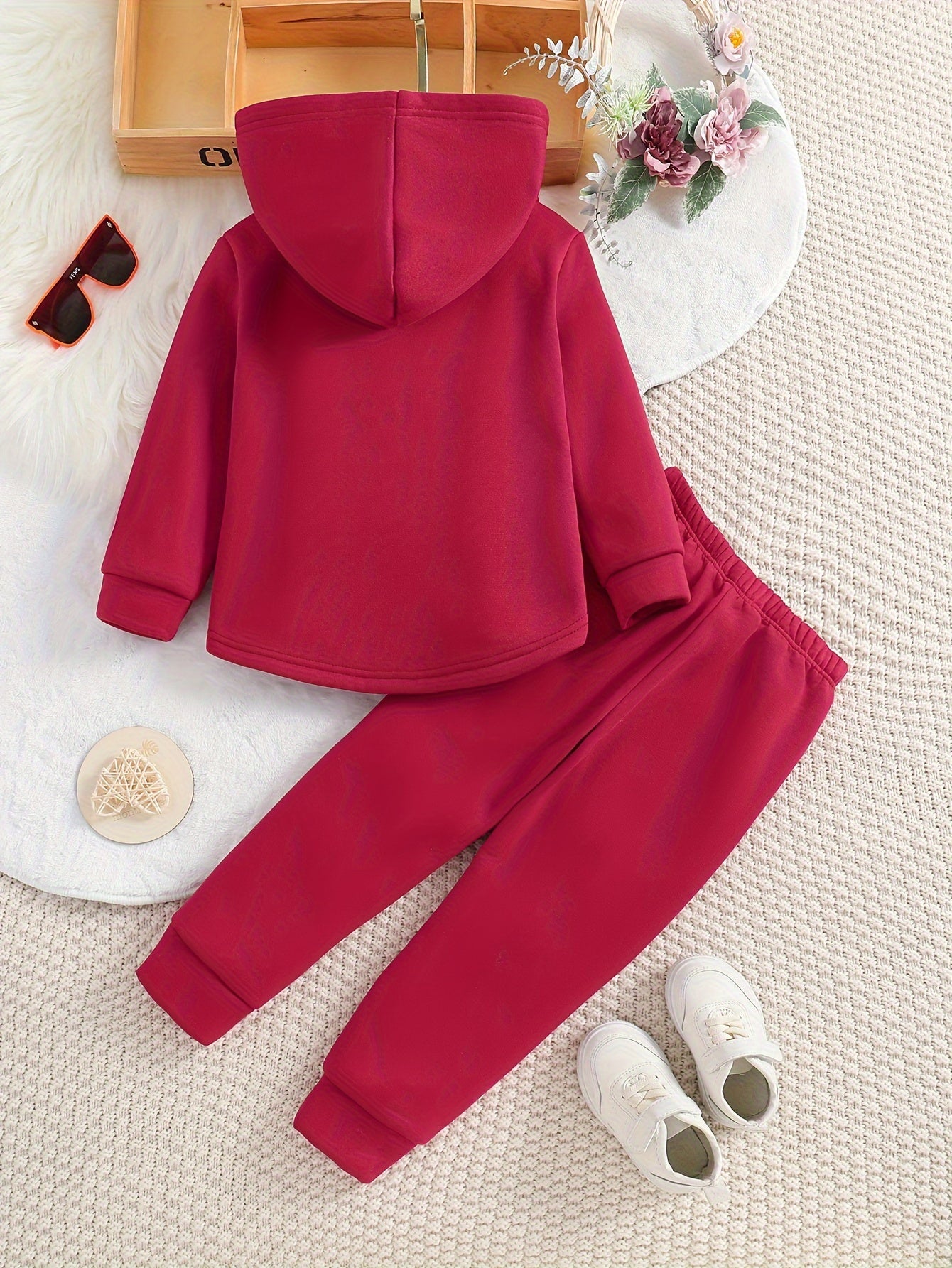 Girls Hooded Jacket and Jogger Pants Set for Fall Outdoor Activities