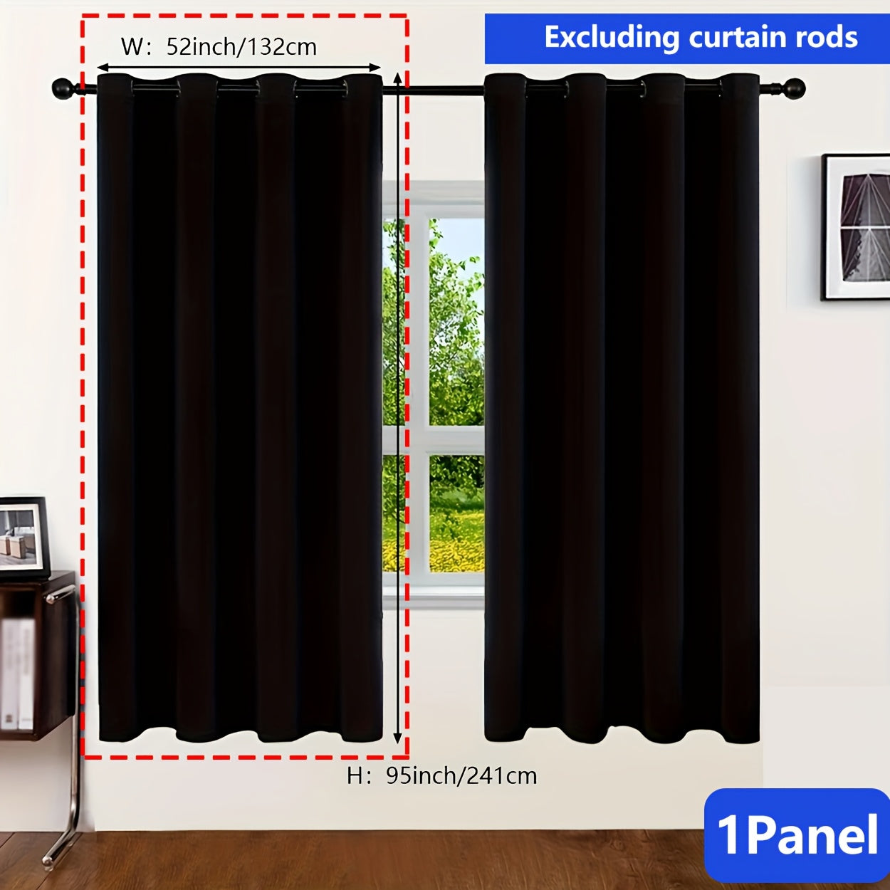 Blackout Curtain Thick Grommet Top Energy-Efficient Light-Blocking Polyester for Living Room Bedroom Balcony
