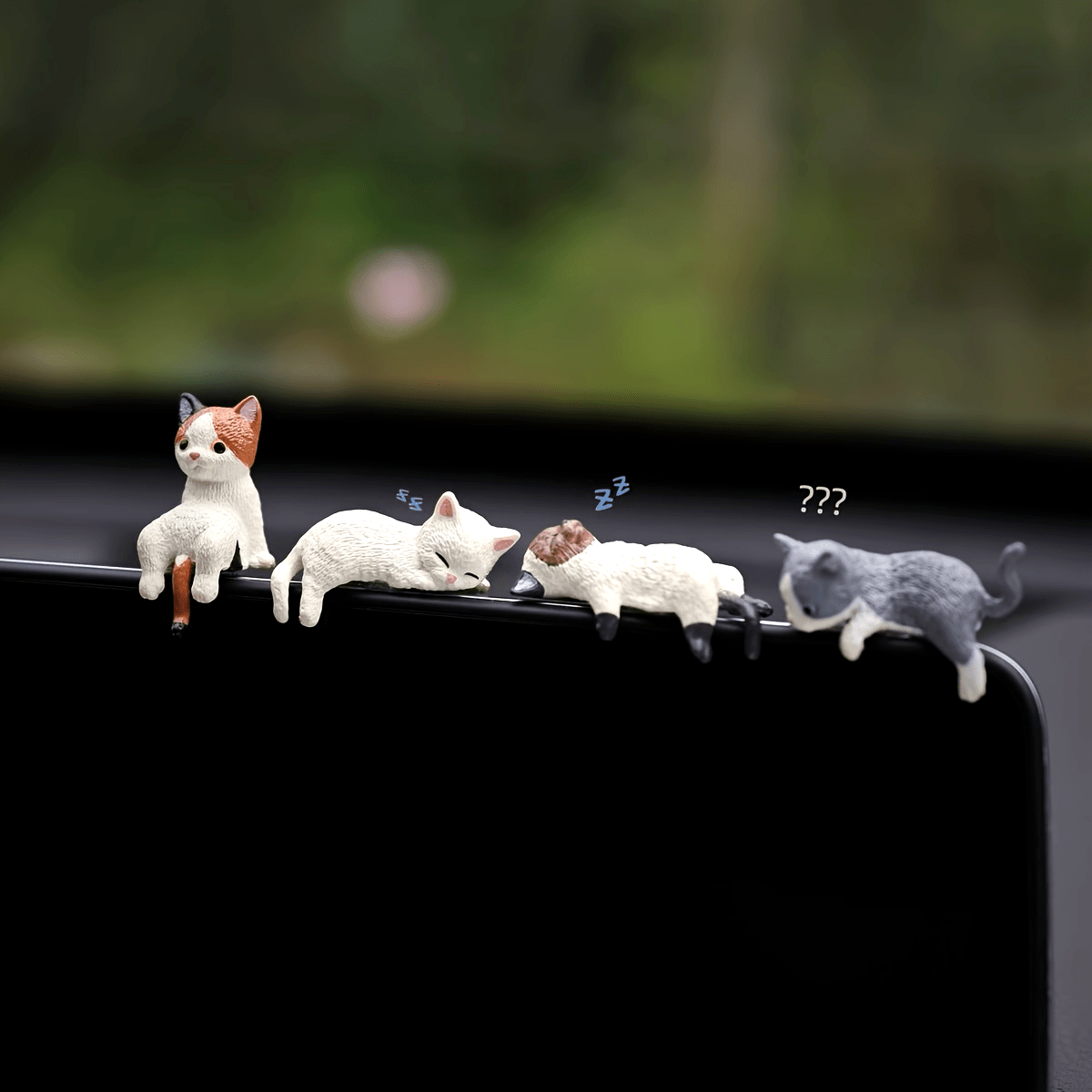 4pcs Cat Car Dashboard Ornaments ABS Material Cartoon Mini Decor	for Car Screen Display