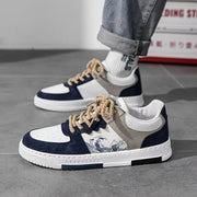 Men's Casual Low Top Sneakers with Non-Slip PVC Sole and Lace-Up Closure