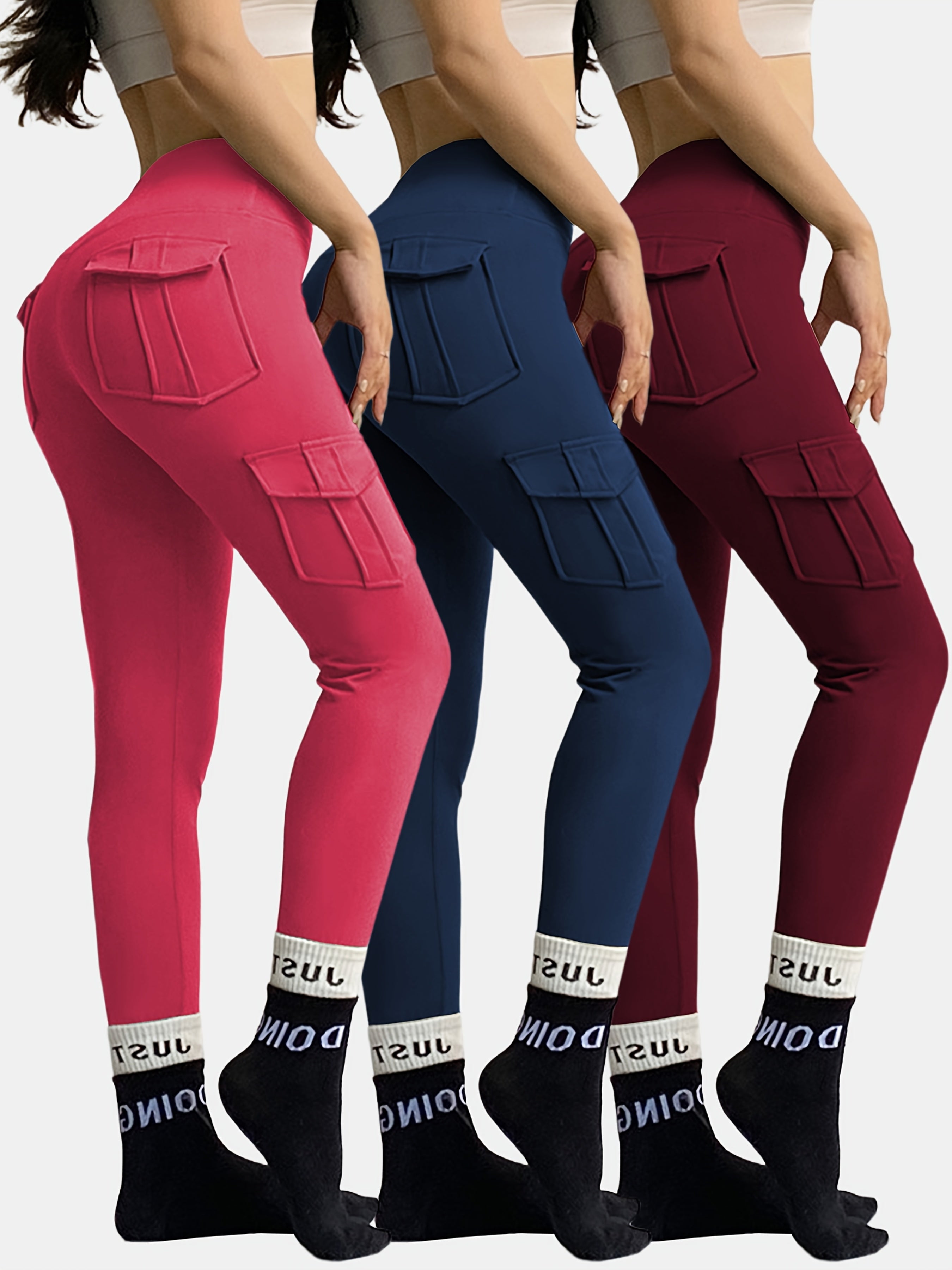 Pack de 3 pantalones deportivos para mujer con cintura elástica que absorbe la humedad para yoga y correr