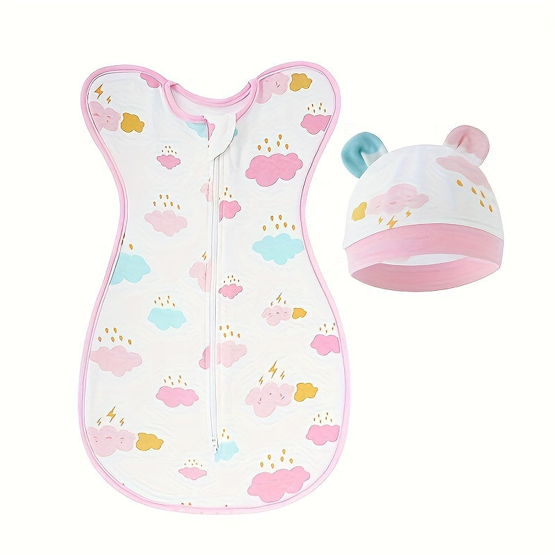 Set of Cotton Swaddle Blankets for Newborns All-Season Sleep Sacks with Zipper Closure