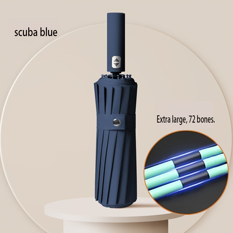Paraguas automático unisex plegable con 72 varillas reforzadas protección UV resistente al agua