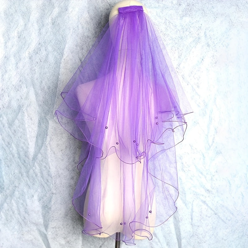 Ayollar uchun to'y soch aksessuari uchun faux marjon to'y tikanli vail, turli ranglarda