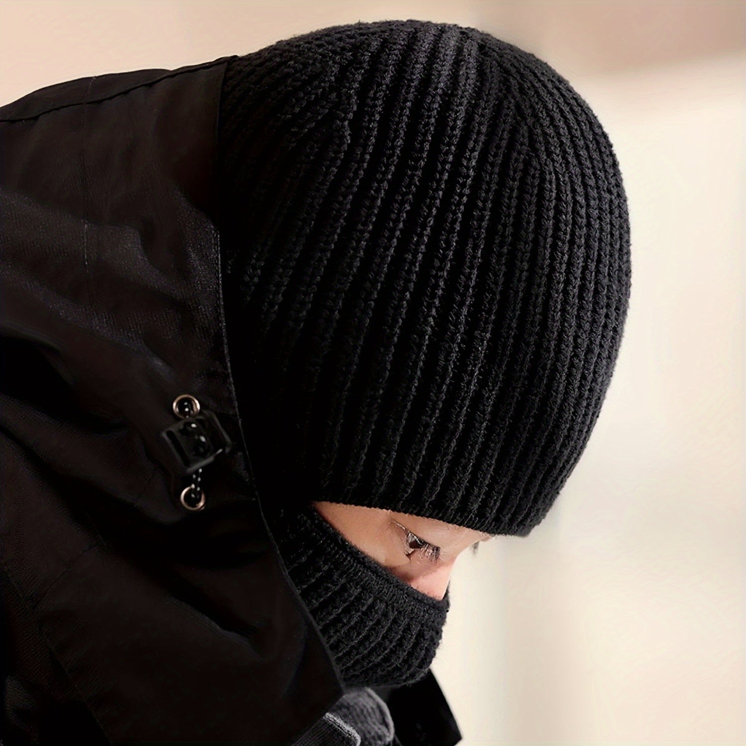 Men's Knit Balaclava Beanie Hat Cold Weather Windproof Winter Headwear