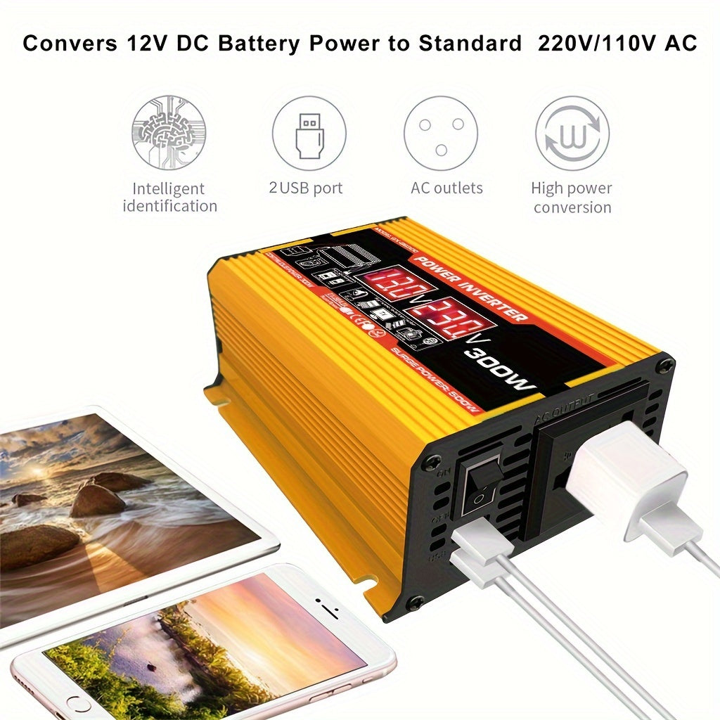 300W Monocrystalline Solar Panel Kit with Car Inverter and 12V to 220V Smart Charging