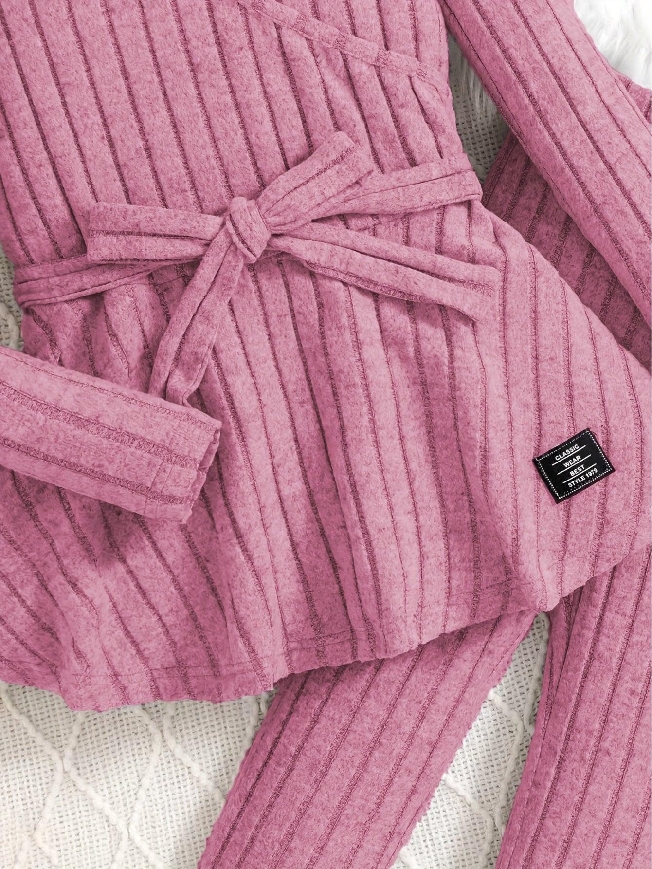 Leggings de rayas de punto de costilla ajustado para niñas primavera verano, con estiramiento medio y amigables con la piel