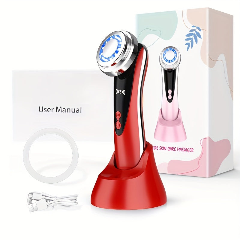 Portable Black Facial and Neck Massager with Heating and USB Charging