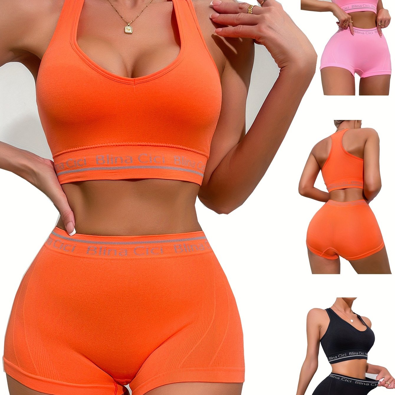 Sporty Lingerie Set Racerback Bra and Boxer Shorts for Jogging or Gym