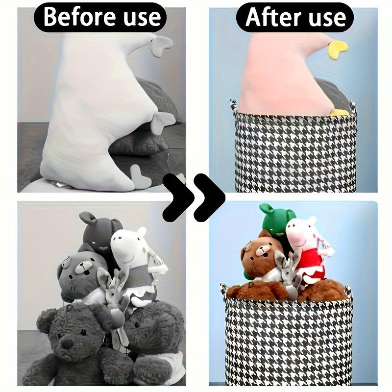 Juego de 2 cestas de ropa plegables con estampado de pata de gallo para ropa y almacenamiento