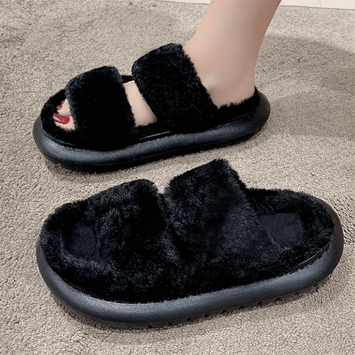 Women's Solid Color Slippers Open Toe Indoor Comfortable Shoes