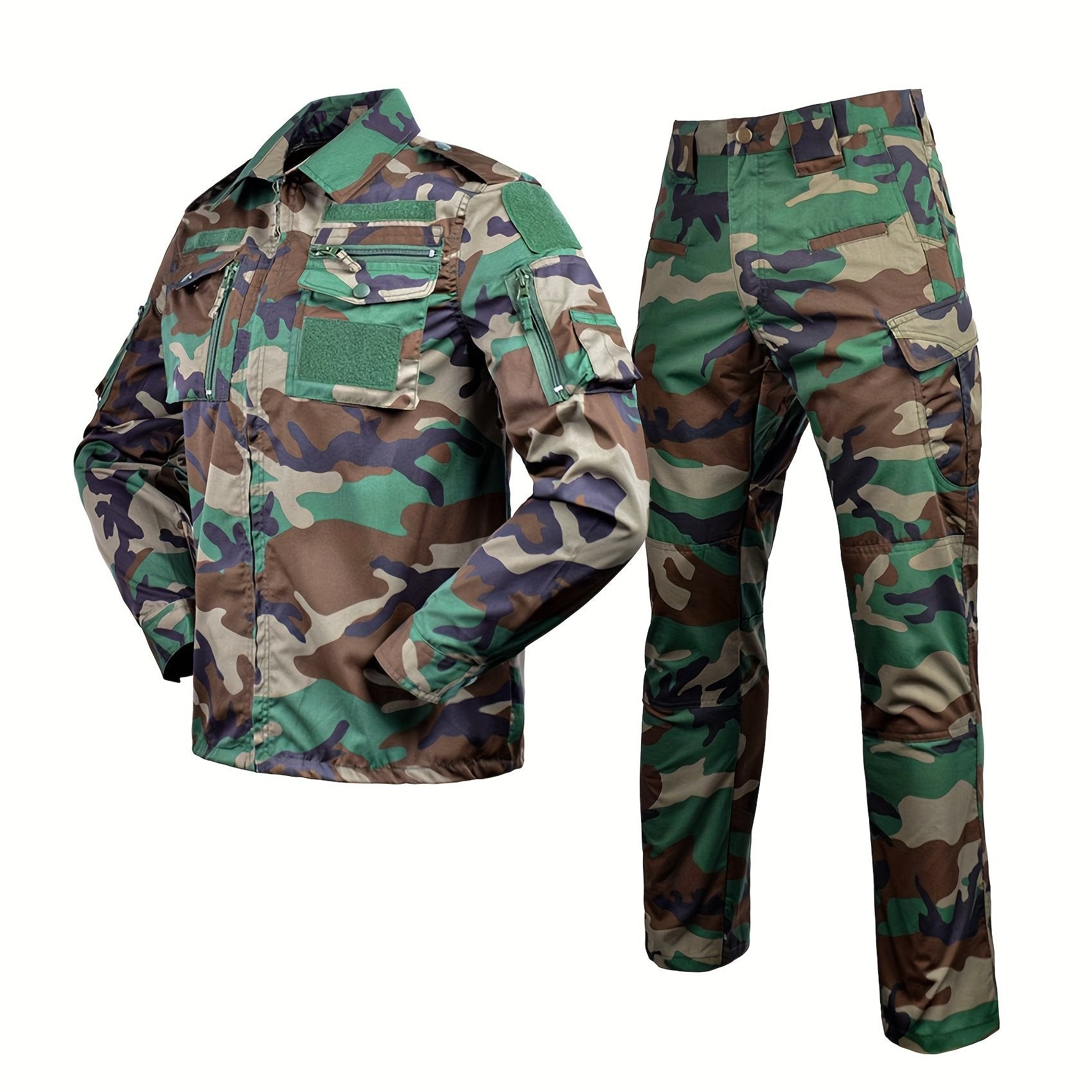Men's Camo Training Suit Breathable Durable Polyester for Outdoor Activities