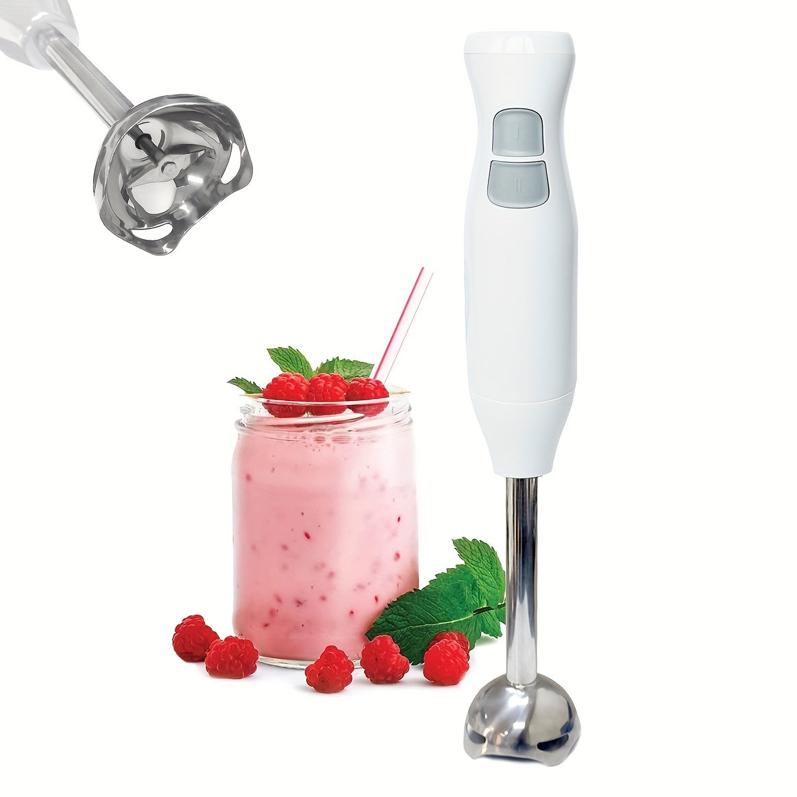 Electric Hand Blender Stainless Steel 2-Speed Immersion Stick for Purees Shakes Soups
