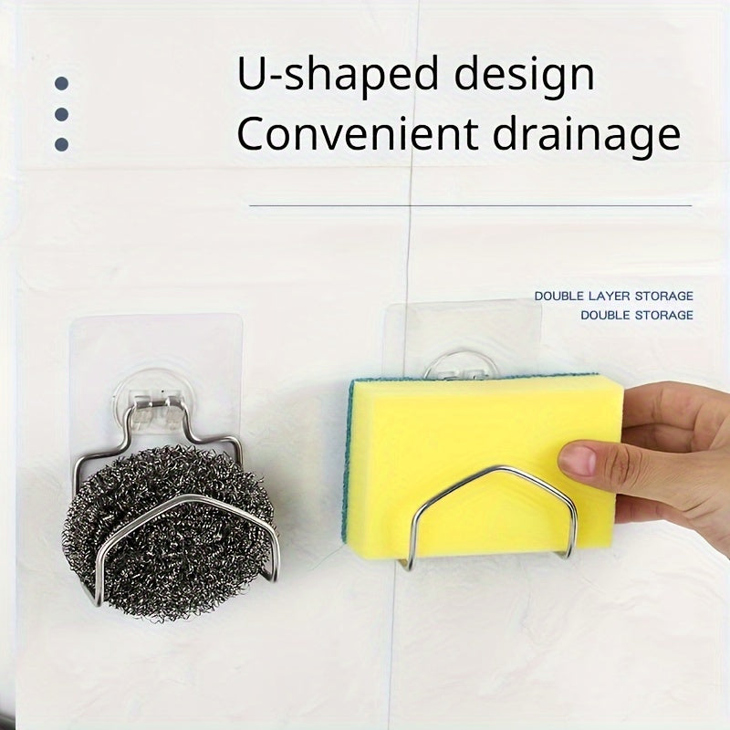 Noxish po'latdan yasalgan gubka ushlagich - Teshik ochmasdan, gubkalar va tozalash padlari uchun joyni tejovchi oshxona tashkilotchisi