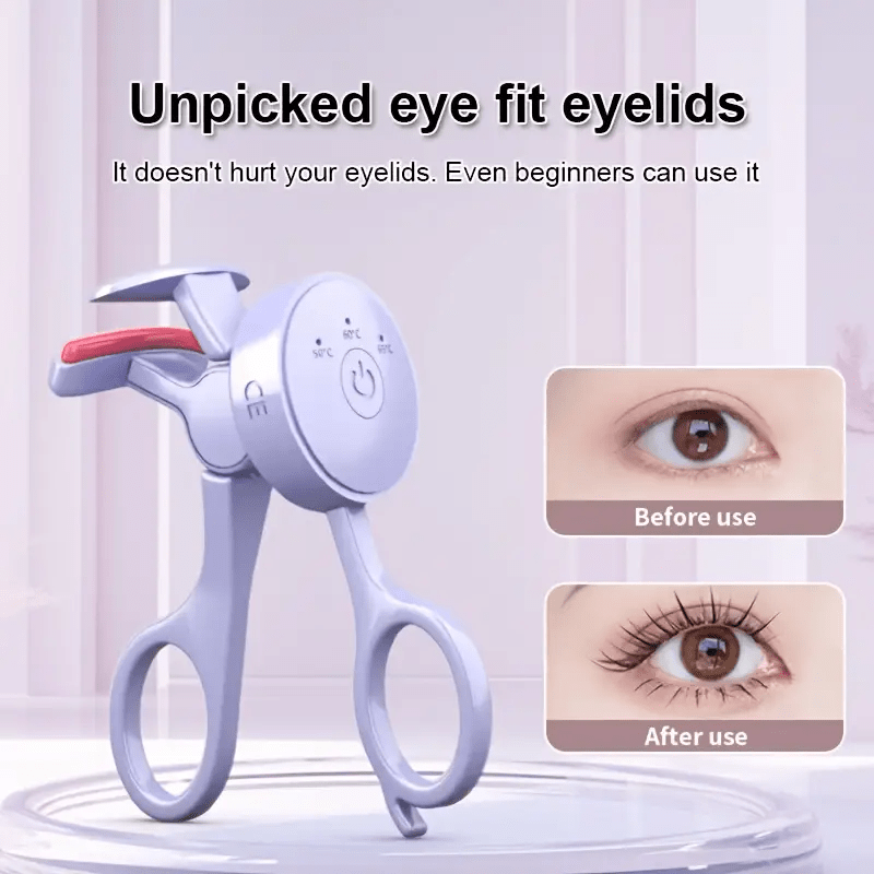 Pink USB Rechargeable Electric Eyelash Curler with 3 Temperature Settings