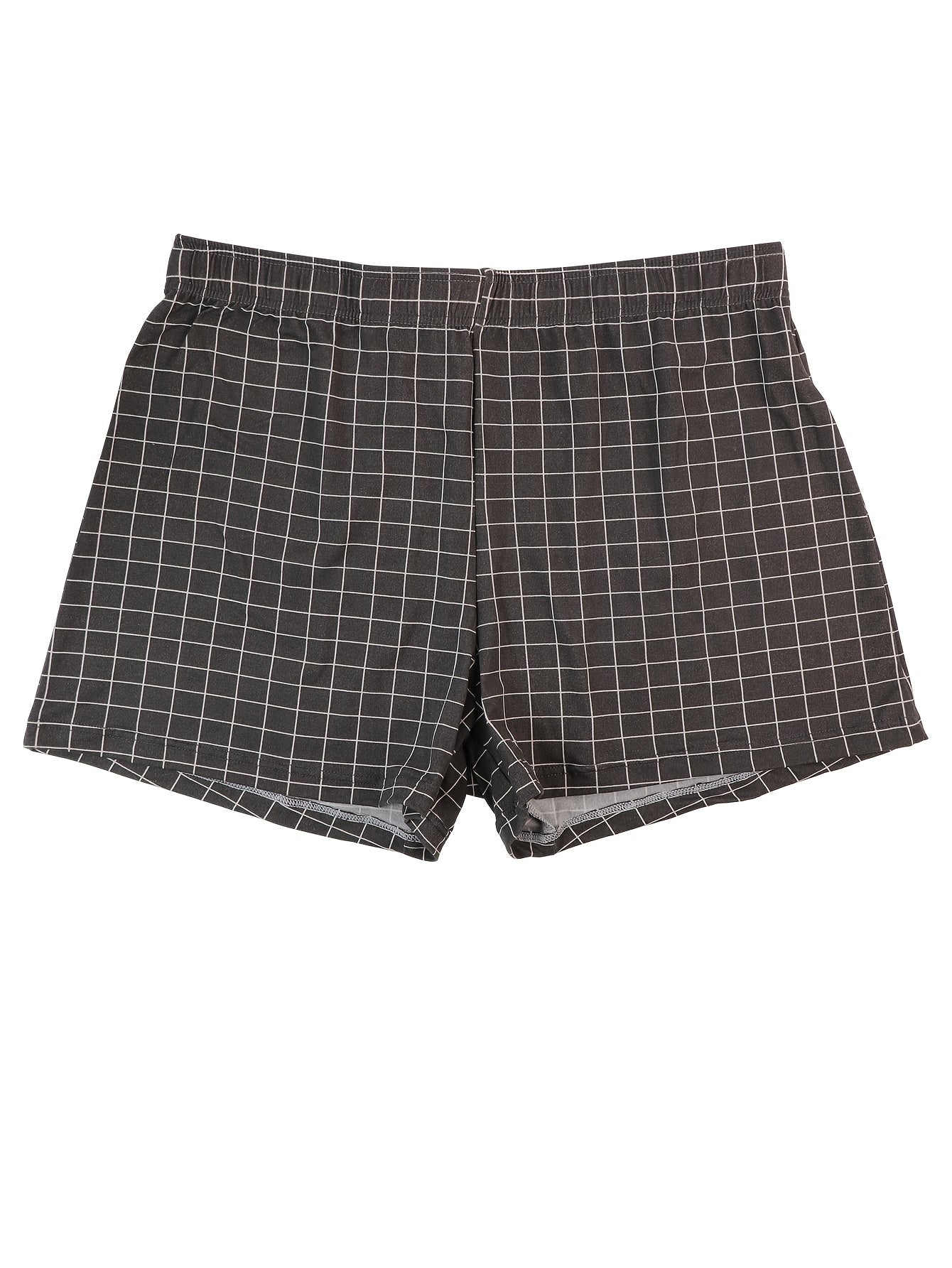 Men's 4-Pack Plaid Print Loose Fit Underwear Polyester Spandex Shorties