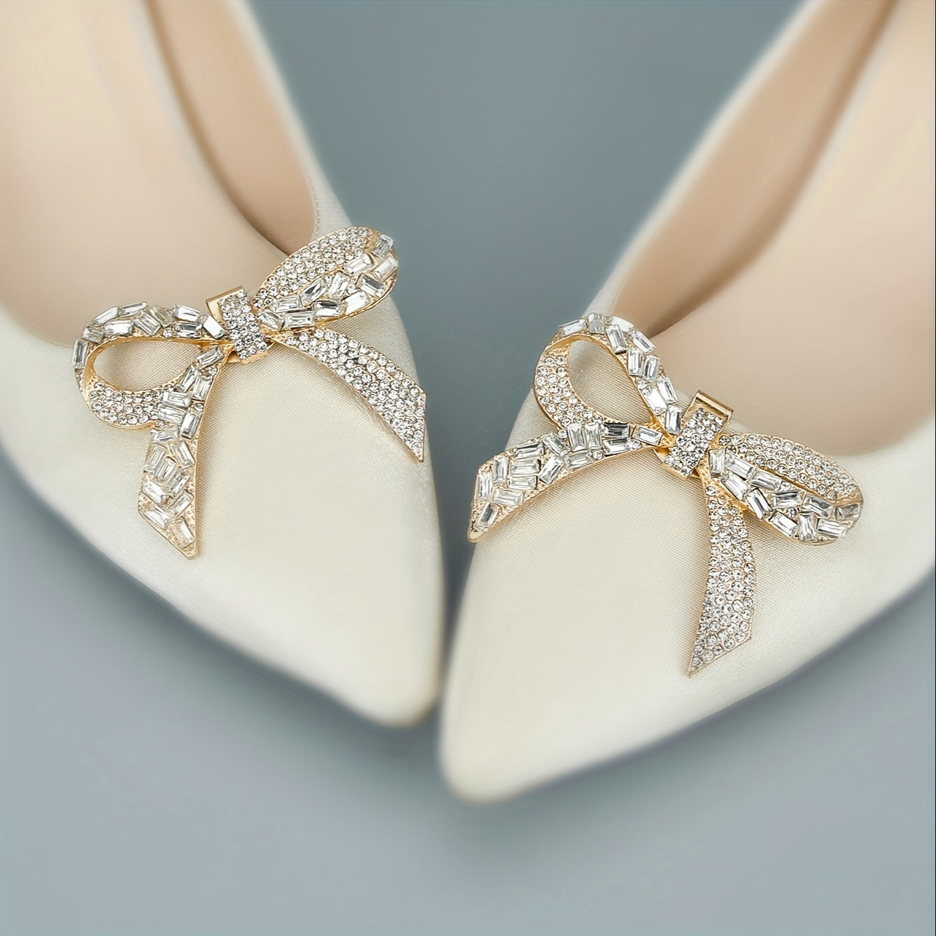 Women Rhinestone Bow Shoe Clips Crystal Butterfly Wedding Party Accessories