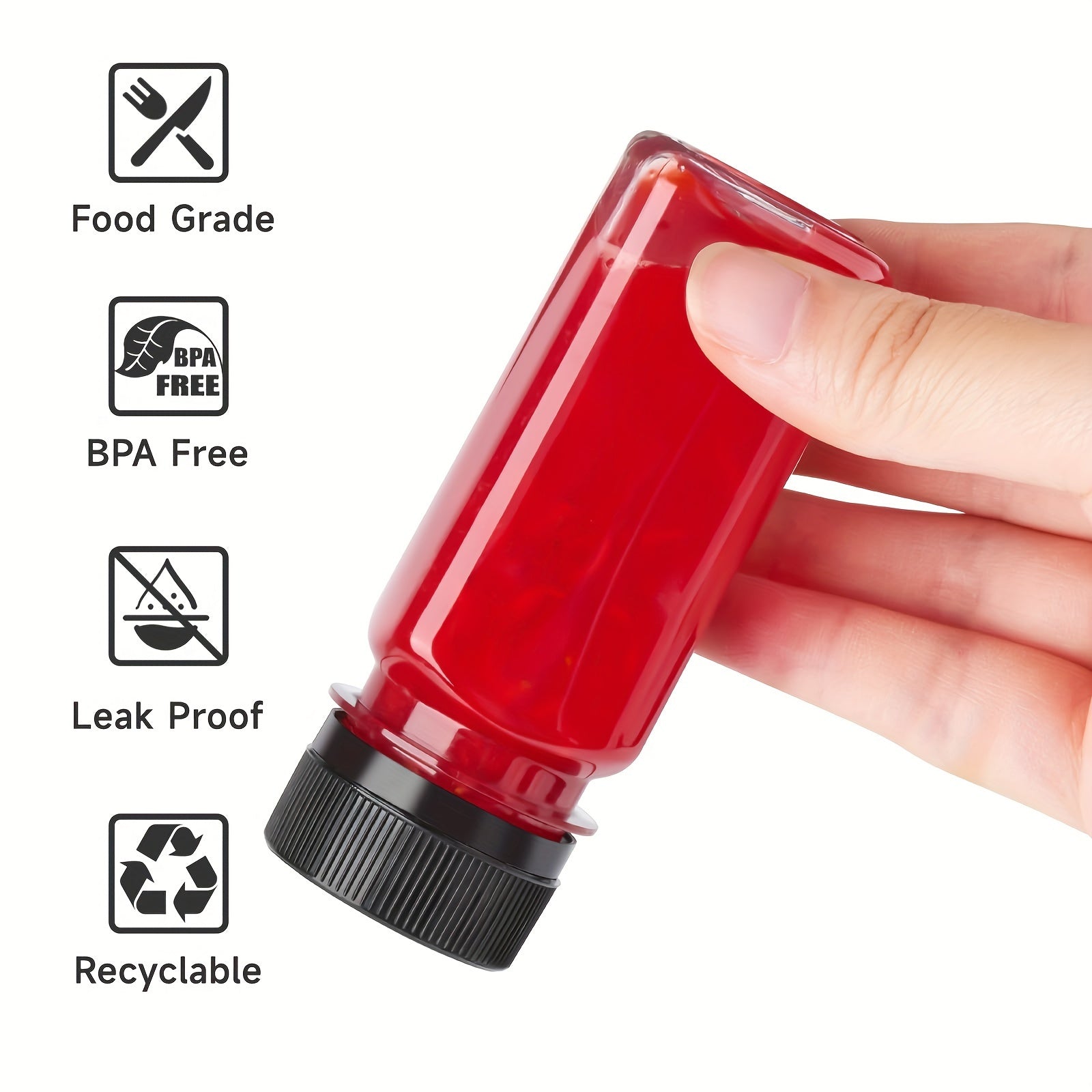 Leakproof 2oz Mini Shot Bottles with Screw Caps Food-Grade Plastic BPA-Free Freezer Safe