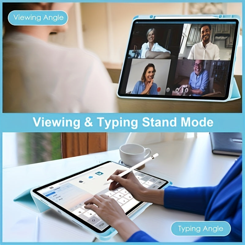 Funda de acrílico transparente duradera para iPad con ranura para bolígrafo y función de sueño/despertar automático para modelos Air y Pro