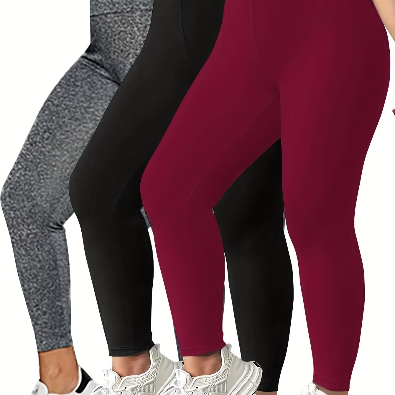 Women High-Waist Yoga Leggings Solid Color Stretchy Butt-Lifting Workout Tights