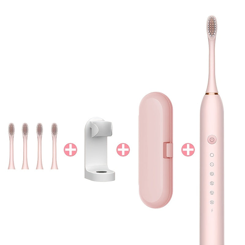 Electric Toothbrush Set for Adults, Rechargeable, 6 Modes, 4 Brush Heads