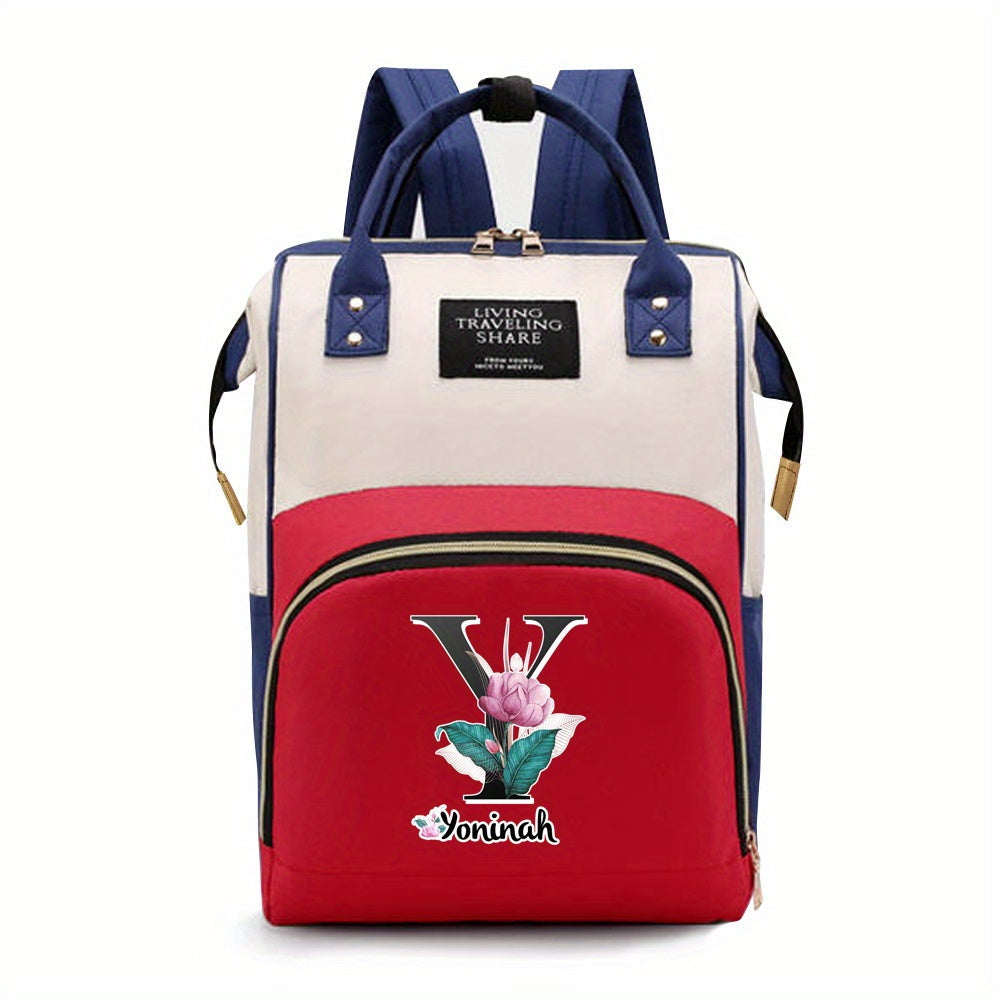 Персонализированная сумка для подгузников из оксфордской ткани с индивидуальными инициалами - Просторная сумка для мам с дизайном букв A-Z, идеальна для путешествий и повседневного использования, с карманами для бутылочек для женщин