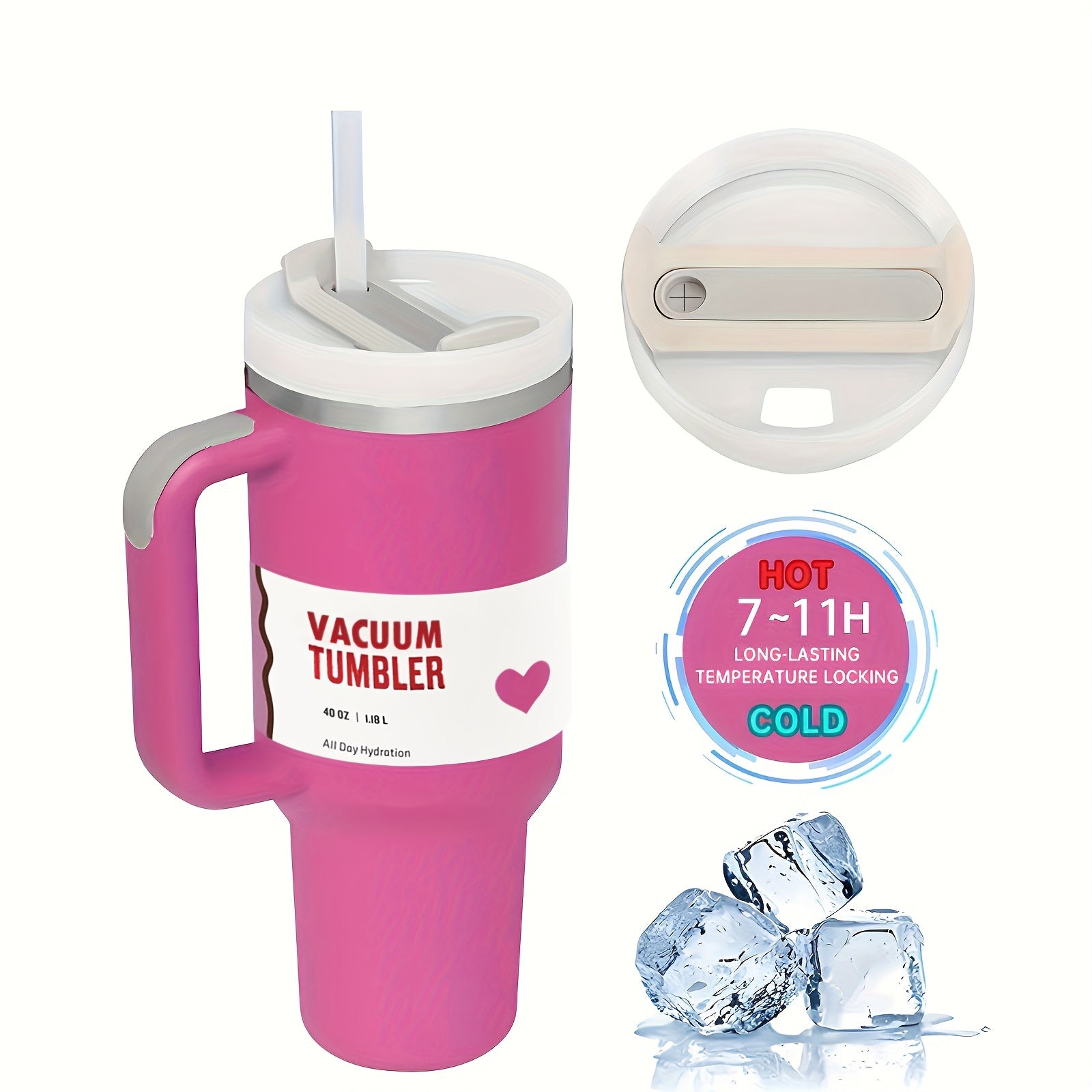 40oz Stainless Steel Tumbler with Lid and Straw BPA-Free Shatterproof for Iced Tea Coffee