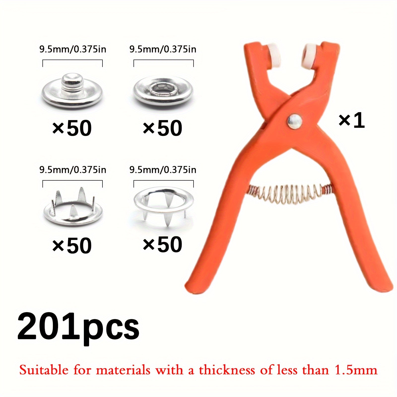 Kit de reparación de botones para costura y tejido con herramienta de instalación gris oscuro