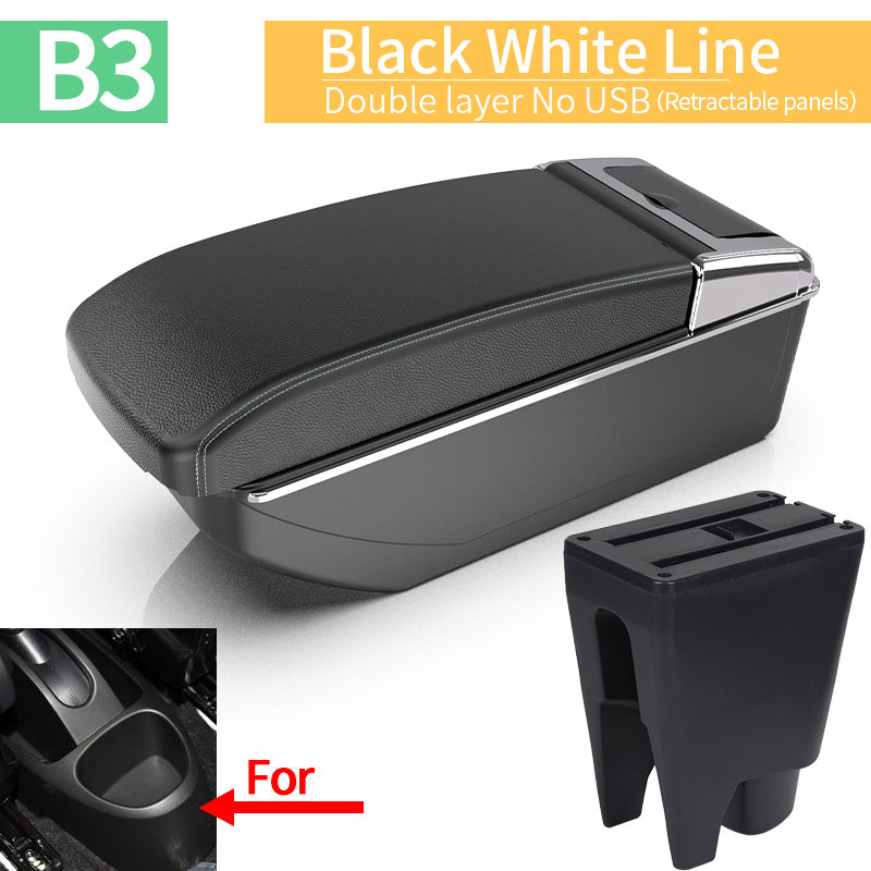 Подлокотник с кожаным чехлом черного цвета для малых автомобилей, ящик для хранения в центре консоли