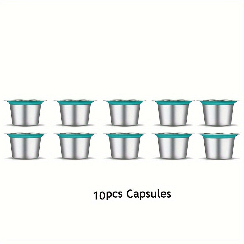 Juego de filtros recargables para cápsulas de café con tampón, acero inoxidable, compatible con Nespresso