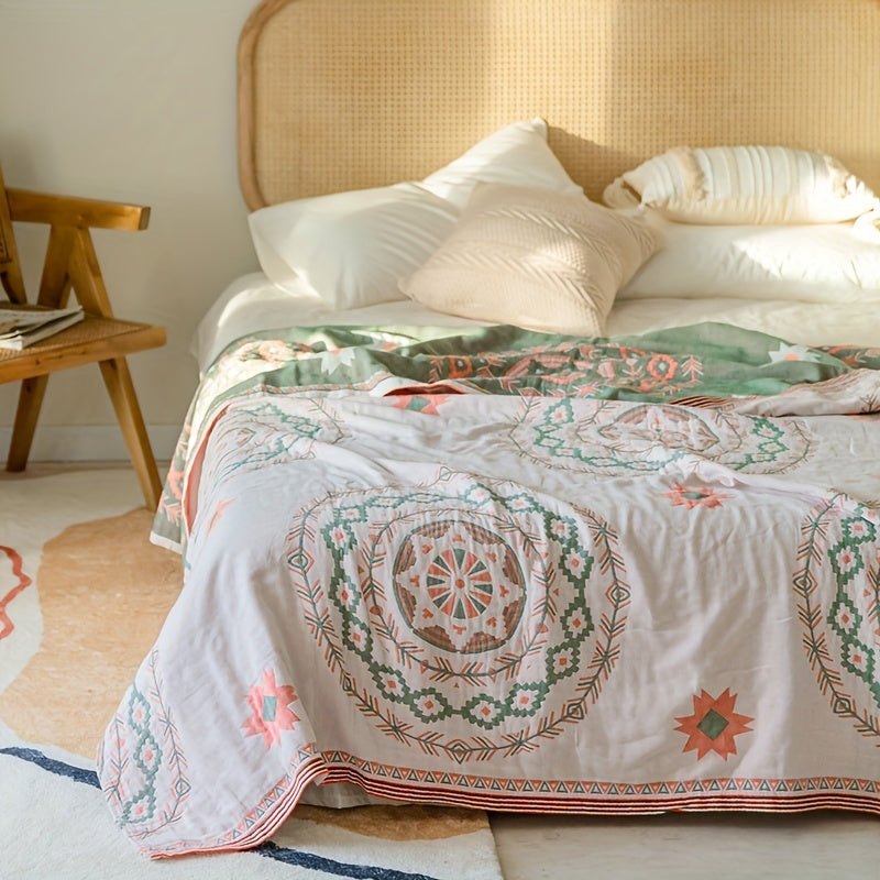 Manta bohemia de algodón con patrón de mandala, multifuncional, para verano y uso en el hogar
