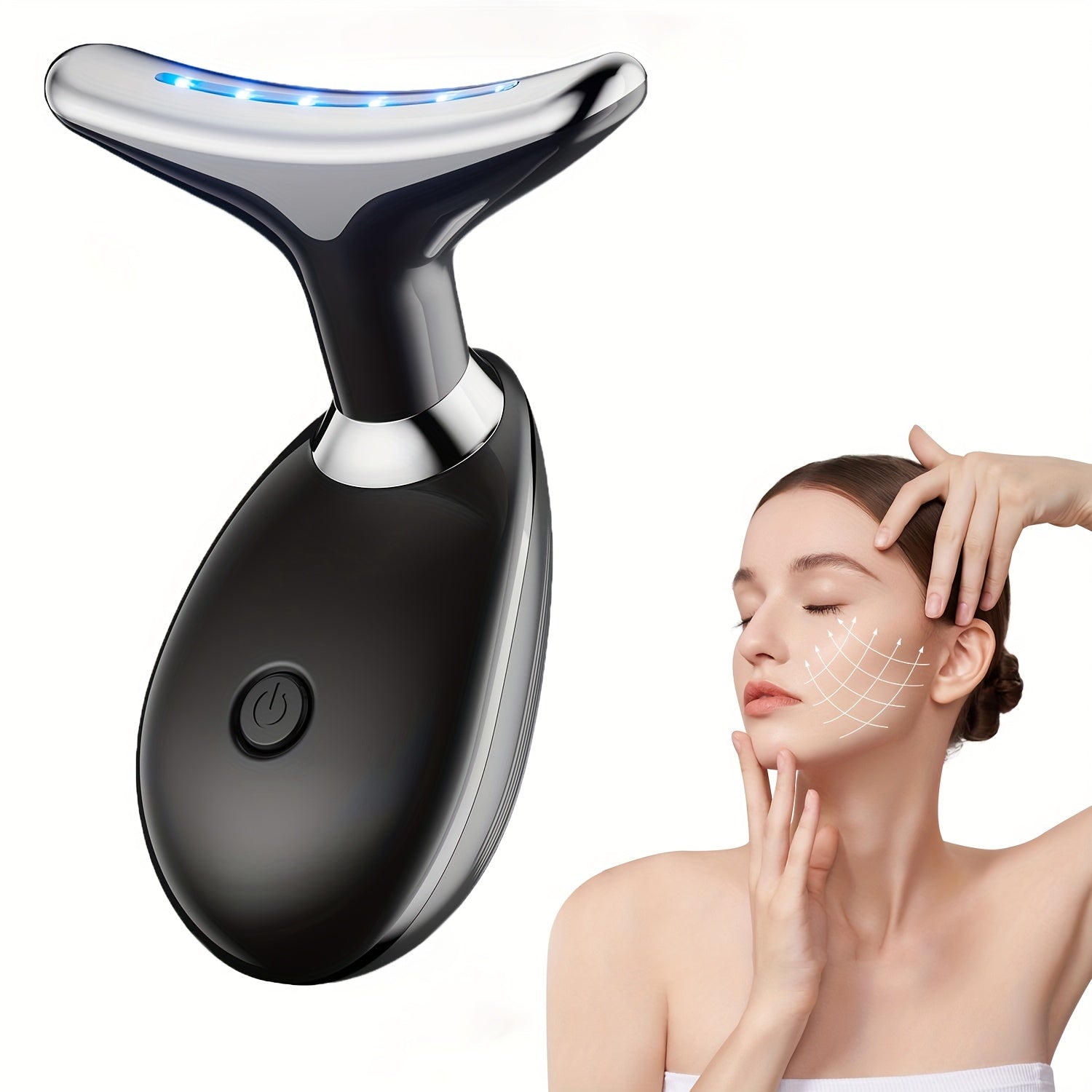 Qayta zaryadlanadigan vibratsiyali yuz va bo'yin massajeri, isitish funksiyasi bilan - uyda foydalanish uchun ixcham, ko'chma teri parvarishi qurilmasi, ayollar uchun ideal go'zallik sovg'asi.