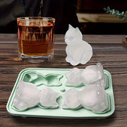 Silicone Cat-Shaped Ice Cube Tray Flexible Mold for Cocktails and Party