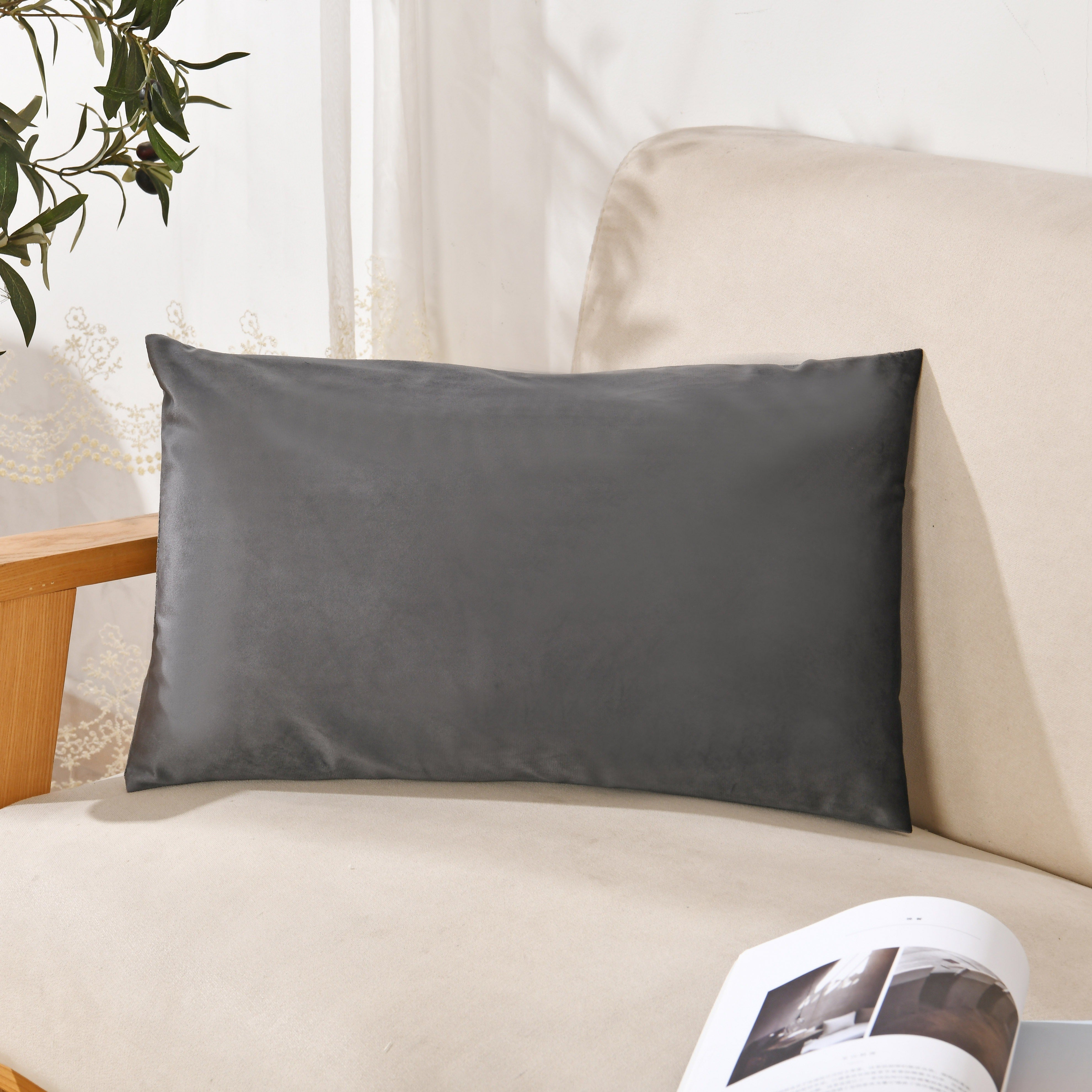 Velvet Throw Pillow Cover in Navy Blue Yellow-Green Orange Polyester Zipper Closure for Living Room Bedroom