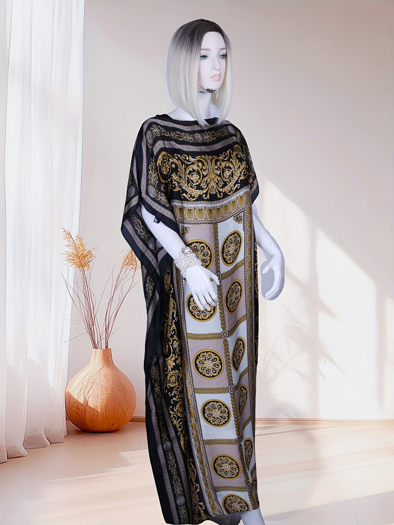 Plus-Size ayollar uchun uzun ro‘ba plyaj kiyimlari bosma yozgi kundalik