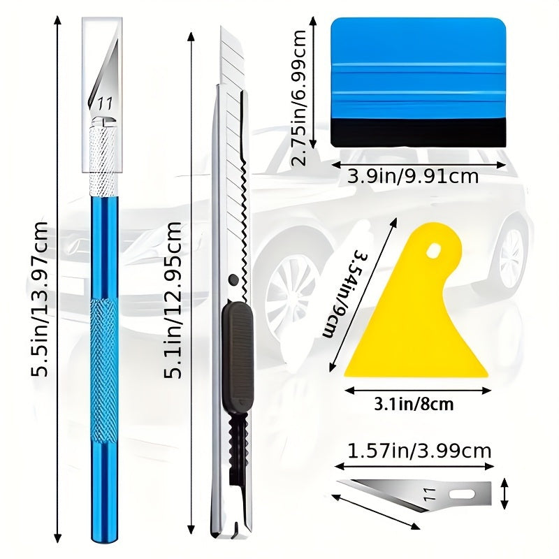 Professional Window Tint Vinyl Wrap Kit 14pcs Static Cling Easy Bubble-Free