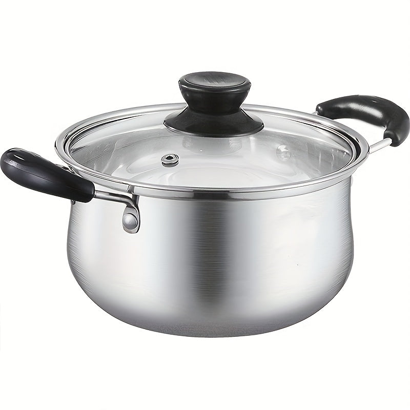 304 Stainless Steel Soup Pot with Thickened Bottom for Induction Cooking