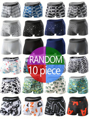 Men's Boxer Briefs Pack of 10 Assorted Animal Prints Moisture-Wicking Polyester Spandex Casual Shortie